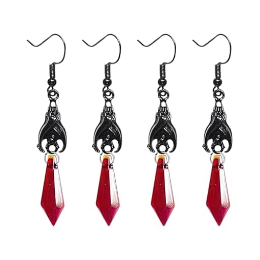 DUINIU 2 Pares De Pendientes, Cole De Cristal Rojo Y Negro, Estilo Gótico Retro, Joyas Punk, Accesorios De Estilo Personalizados. | Ya disponible en tu tienda friki favorita! En mundofriki.es!