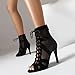 Imagen de Ceciloroda Mujer Heeled Burju Baile Zapatos Peep Toe Mesh Botines Stiletto Gladiador Sandalias Comfy Dressy Sandalias Ballrrom Cordones Black Size 38