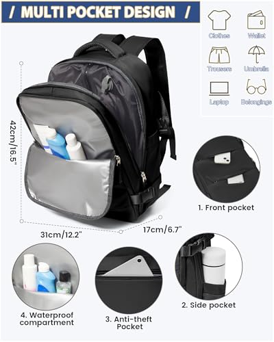 Black Vacuum Travel Backpack for Women Men Seal Compression Air Vacpack with Pump laptop Compression Bags with Shoe Compartment Flight Approved Personal item Travel Bag Carrry on Luggage2