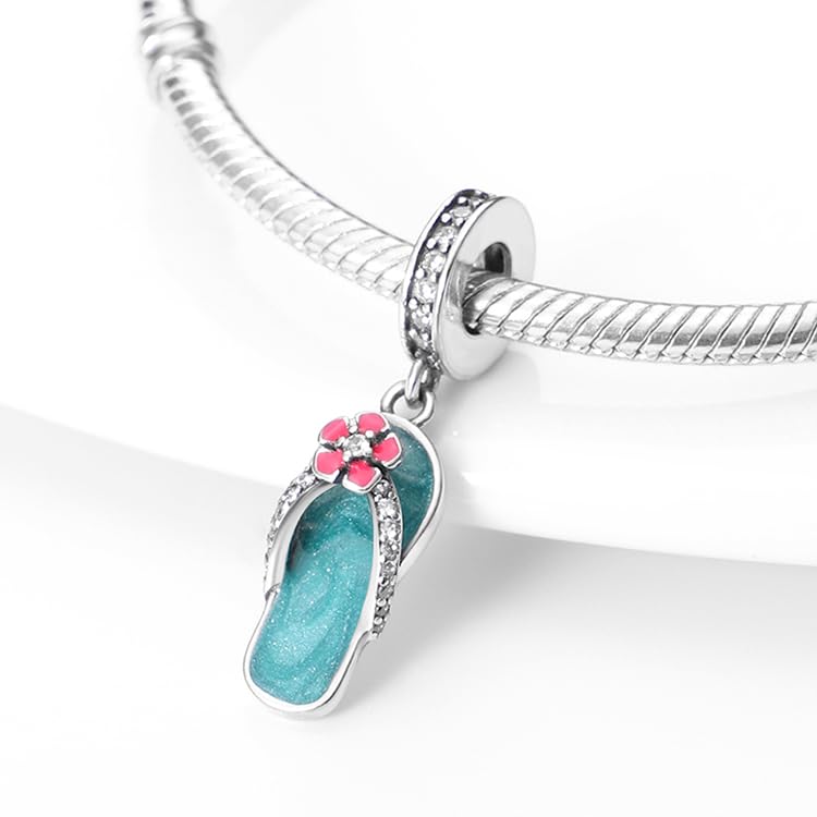 Travel Holiday 925 Sterling Silver Charms for Bracelets and Necklace Dangle Pendants Airplane Passport Globe Slippers Bead Jewelry Present for Women Family Friends3