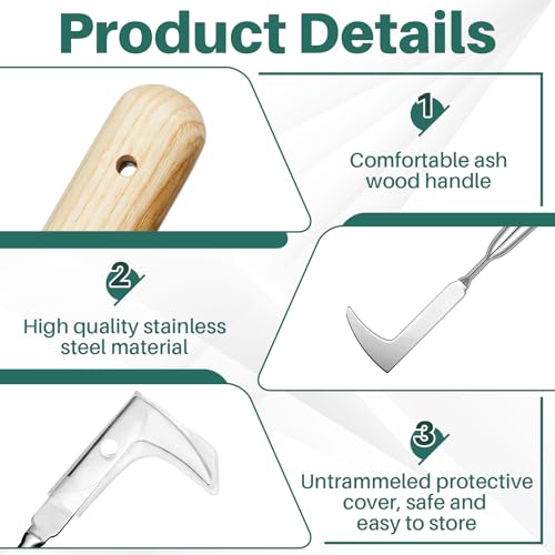 Lothee Garden Long Handle Crack Weeder 54 Inch Stainless Steel Crevice Weeding Tool L Shaped Weed Puller Tool Weed Remover Tool Long Handled Manual Weeders for Lawn Yard Patio Gardening Grass Cutter - Thumbnail 4