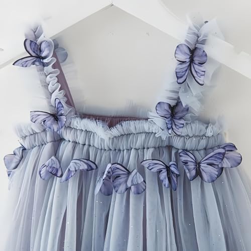Baby Girls Tutu Dress, Butterflies Flowers Toddler Baby Girls Sleeveless Layered Princess Tulle Sundress Party Dress4