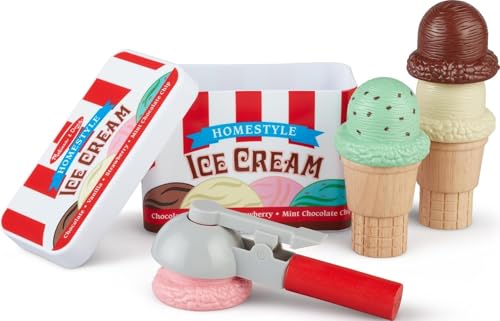 Image of Melissa & Doug Scoop and Stack Ice Cream Playset, Magnetic Wooden Toys & Pretend Play Kitchen Accessories, Preschool Learning Toys for Girls & Boys 3+ - FSC Certified