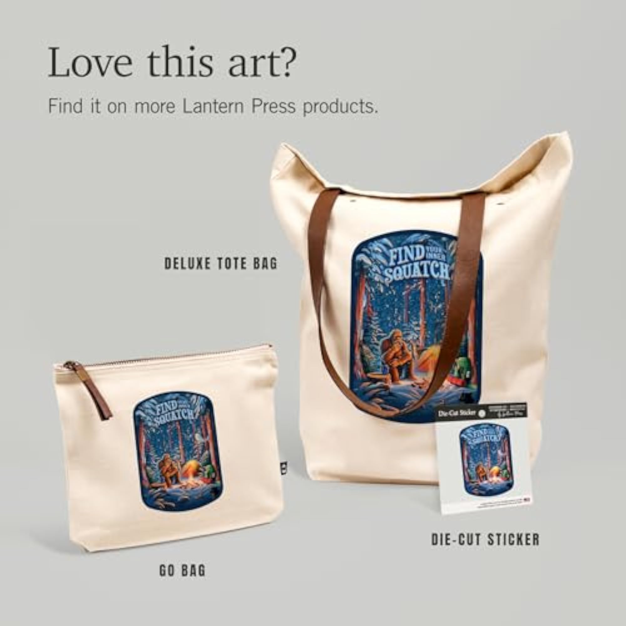 Cotton Zipper Pouch, Travel Accessory, Find Your Inner Squatch Design