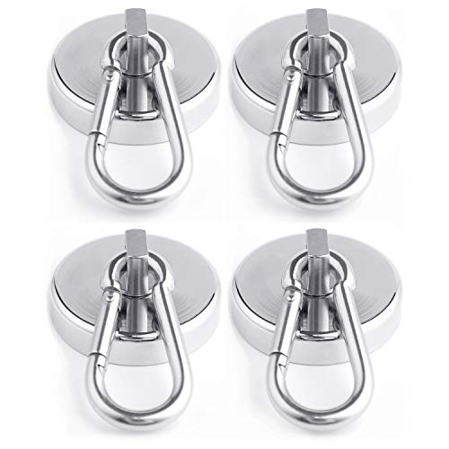 WELLZEER Magnetic Hooks 170lbs Magnet Hooks Carabiner for Hanging Refrigerator Strong Large Heavy Duty Neodymium Magnet (170LBS-4PACK)