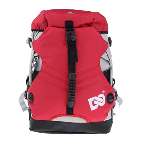 Mochila de ombro duplo para patins e patins para botas de patinação - vermelha, 45x32x18cm