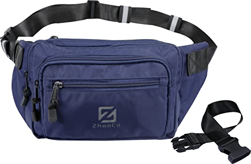 Bauchtasche Gürteltasche für Damen und Herren Hüfttasche Wasserdicht mit Verstellbarem Schnallenriemen für Hundespaziergang Laufen Wandern Joggen - Blau Cover