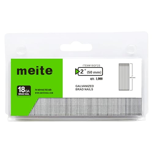 meite Clous de Finition Brad Galvanisés Type 18G/50 mm, Lot de 1 000, Clou pour Cloueuse 18G, Pour Menuiserie et Travaux de Finition