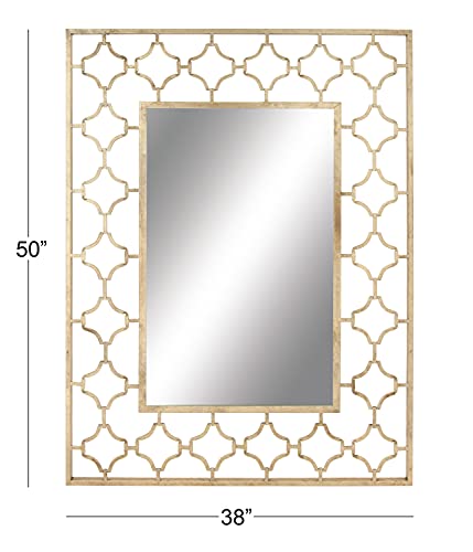 Deco 79 Metal Quatrefoil Wall Mirror, 38" X 1" X 50", Gold #TOP2