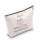 JINUP Gigi Gift Gigi Grandma Birthday Gift I'm a Gigi What's Your Superpower Makeup Cosmetic Bag travel Zipper Pouch (GIGI Bag)
