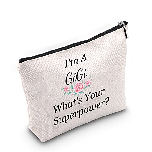 Gigi Gift Gigi Grandma Birthday Gift I'm a Gigi What's Your Superpower Makeup Cosmetic Bag travel Zipper Pouch (GIGI Bag)