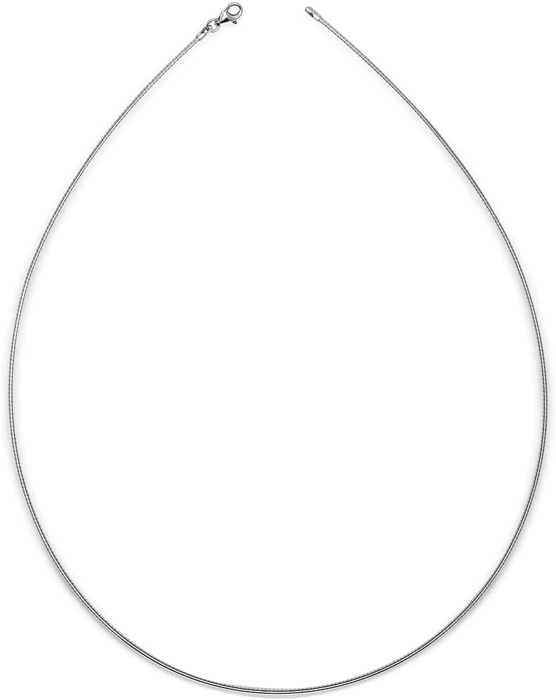 JewelryWeb Italian Sterling Silver 1.2mm Round Omega Collar Wire Necklace -16" 18" 20" - White Yellow Rose - Choker Necklace for Women - Statement Necklace