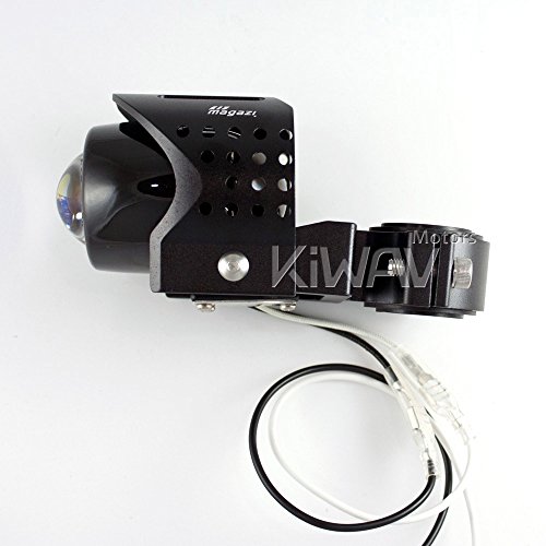 KiWAV Magazi Luz Antiniebla Redonda Lente Azul Haz Ámbar Carcasa CNC Negra 1 pieza + Kit de Cableado WK-003 miniatura 5
