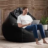 Sitzsack aus Leder, Kunstleder Sitzsack-Stuhl, Sitzsack Stuhl für Erwachsene, großer Sitzsack Stuhl für Schlafzimmer, Leseecke, Spielzimmer, Braun, Einheitsgröße