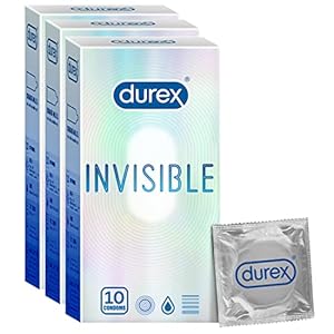Durex Invisible Super Ultra Thin Condoms for Men – 10 Count|Pack of 3