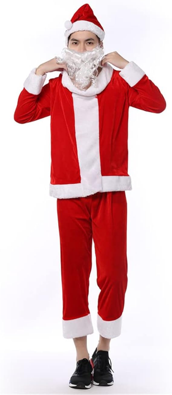 Amazon Co Jp Circle Chocolate クリスマス コスプレ サンタ サンタクロス 5点セット コスチューム シンプル サンタ服 サンタクロース服 男女通用 仮装 定番 コスチューム プレゼント シンプル レッド ホビー