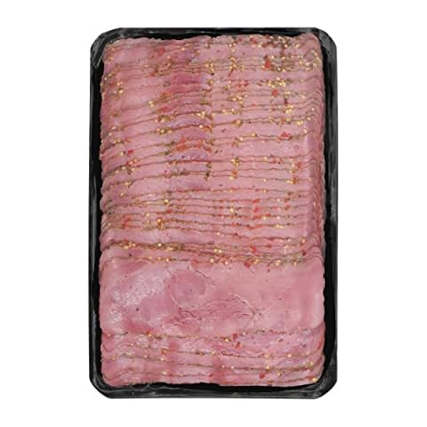 Food-United RINDERSCHINKEN 500g geräuchert und geschnitten in Scheiben aus bestem Rindfleisch mit Gewürzen verfeinert dekoriert perfekt als Snack oder auch für Salate Pizza und Grillen (1) Cover