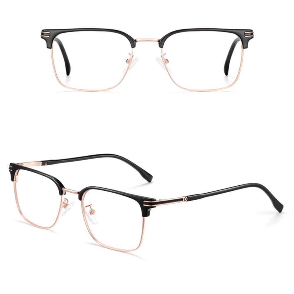 RICCIE Lente de Hombre de Titanio Puro Smart Zoom Anti-Luz Azul, Lente de Resina asférica HD Gafas/Protección contra la radiación,Oro,+2.5