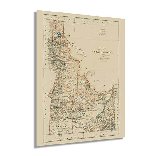 HISTORIX Vintage 1891 Idaho Map Print - 18x24 Inch Vintage Idaho Wall Art - Old Map Poster - From Official Records