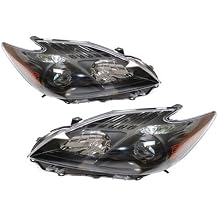 Headlight Assembly for 2010 2011 ToyotaPrius Base Hatchback Driver and Passenger Side Halogen Headlamp Clear Lensblack color inside