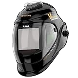 TOOLIOM Auto Darkening Welding Helmet with Light, 1/1/1/1 Large Viewing 4.31" x 3.81" True Color Welding Mask Shade 4/5-9/9-13 Solar/Rechargeable Battery Powered Welder Hood for TIG MIG MAG MMA Plasma