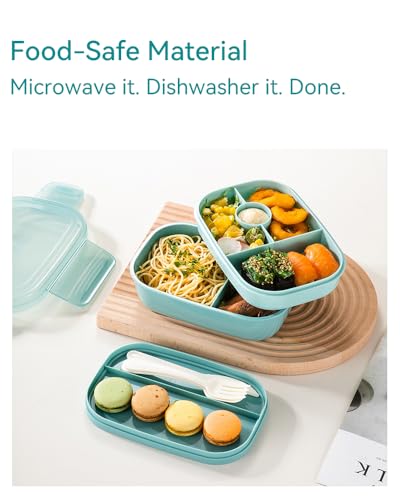 Hemompito Bento Box, 3-Layer, 8-Compartment Lunch Containers with Utensils, 64 oz, Food-Grade PP5, Leakproof Silicone Seal, Microwave & Dishwasher Safe, Lunch Box for Office, Picnics & More - image 4