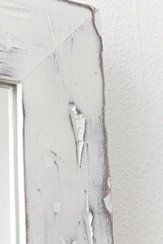 White Framed Mirror - Solid Wood Elegant Decorative Mirror - Scandinavian Entryway Décor - Contemporary Country Mirrors (Size 3-11.8X19.7X0.8) #TOP6