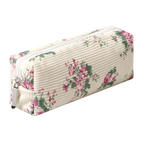 Image of Pencil Case Lightweight Aesthetic Pen Case Office College School Storage Bag Pouch Holder Box Organizer Makeup Pouch Cosmetic Bag for Girls Boys Kids (Flowers-Pink)