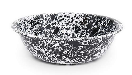 Enamelware Small Basin, 4 quart, Black/White Splatter (Single)