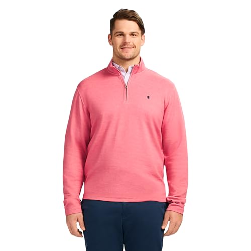 IZOD Men's Big & Tall Performance Comfort Quarter Zip Long Sleeve Shirt, Holly Berry