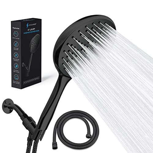 Sparkpod High Pressure Handheld Shower Head With Hose - Huge 6-Inch Rainfall Shower Head, Extra Long 6Ft. Hose & Adjustable Bracket- Luxury Showerheads- 1-Min Installation (Midnight Black Matte) #TOP26