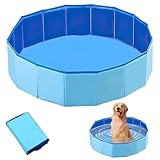 Nzkeuf Faltbarer Hundepool, 60x20 cm Hundeplanschbecken, Hundepool Schwimmbad mit Ablassventil, Planschbecken für Hunde, Tragbar Schwimmbecken für Kleine Hunde, Katze