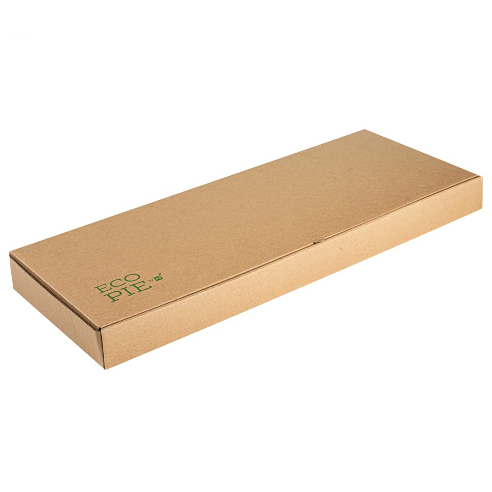 Restaurantware Eco Pie - Cajas de pan plano para llevar de 24 x 12 x 2 pulgadas, 50 cajas de pizza corrugadas resistentes, diseño de flauta, sistema de bloqueo de pestañas, cajas de pizza de papel