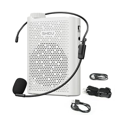 SHIDU Voice Amplifier, Bluetooth Power Voice Amplifier for Teachers Rechargeable Personal Speakers Microphone Headset Support MP3 Format AUX FM for Classroom Tour Guide Training Meeting Speech
