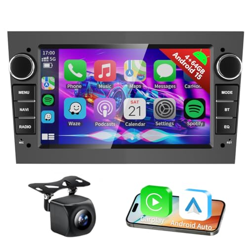 Autoradio Android 15 4G+64G Autoradio 4G + 64G Android 15 per Opel Astra Corsa Vauxhall Meriva Zafira Vivaro con Carplay wireless Android Auto, 7 pollici IPS Touch Screen Car Stereo con GPS WiFi FM RDS Radio Backup Camera