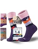 Juclise Alpaca Wool Crew Socks for Men & Women，Thermal Cozy, Breathable & Moisture-Wicking,Daily Home Slouch Socks(US, Alpha, MD, Regular, Regular,Purple Green Stripes + Alpaca Purple)