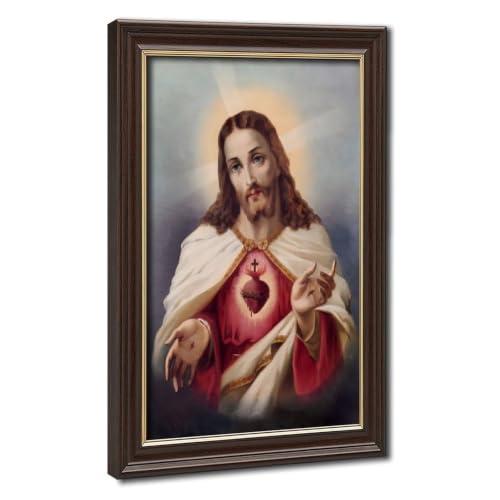 Toile Sacré-Cœur de Jésus cadre suspendu salon bureau 50x75cm