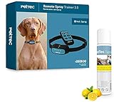  PetTec Trainingshilfe inkl. Halsband & Spray für Hunde & Jagdhunde mit Fernbedienung  Akkubetrieb  Ton- und Sprühimpuls  Reichweite=180m