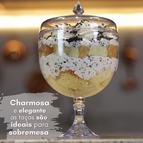 1 Taça Americana Com Tampa 1,250ml Taça De Sobremesa Gourmet (Safira)