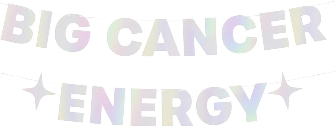 xo, Fetti Big Cancer Energy Birthday Party Iridescent Foil Banner - 5 Ft. | Zodiac Cancer, Horoscope, Astrology Bday Party Decorations Gift