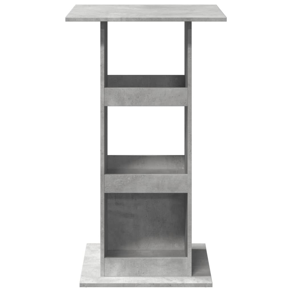 Stół barowy z półkami, szary beton, 60 x 60 x 102 cm, materiał drewnopochodny, trwały stół barowy, uniwersalny stół kuchenny, stół do jadalni do domu