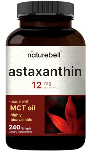 NatureBell Astaxanthin Softgel Supplement, Made with Astaxdefense, 12mg Astaxanthin Per Serving, 120 Softgels, Non-GMO