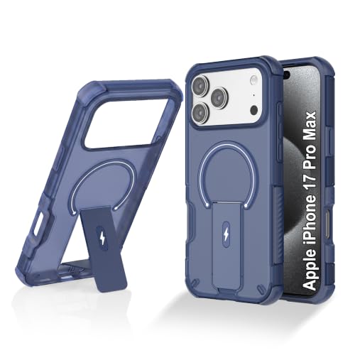 Image of ZAP CASE Matte Kickstand Case for iPhone 17 Pro Max | Magsafe Compatible | Premium Polycarbonate Back + Flexible TPU Bumper | Foldable Stand | Military-Grade Drop Protection | Anti-Fingerprint | Blue