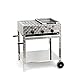 Produktbild Gasgrill-Kombibräter 11kW 3-flammiger Edelstahl-Brenner fahrbar, kleines Grillrost und kl. Stahlpfanne Gastrobräter Profigrill Verein