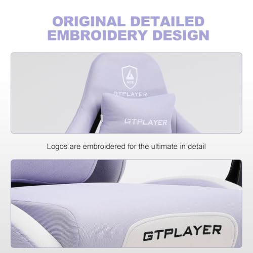 Sedia da gioco, sedia da ufficio traspirante in tessuto di alta qualità, ergonomica PC, sedia da ufficio regolabile e girevole con poggiapiedi, viola - Sedia gaming - Immagine 7