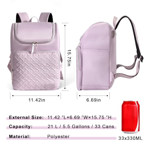 Image of Cooler Backpack Insulated Leak Proof 33 Cans, Waterproof Hiking Backpack Cooler Soft Cooler Bag Lunch Backpack for Women Picnic Camping Beach, Purple