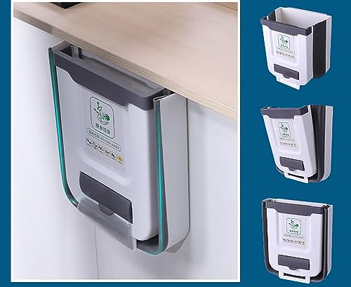 Caneca de basura colgante plegable para cocina blanca miniatura 3