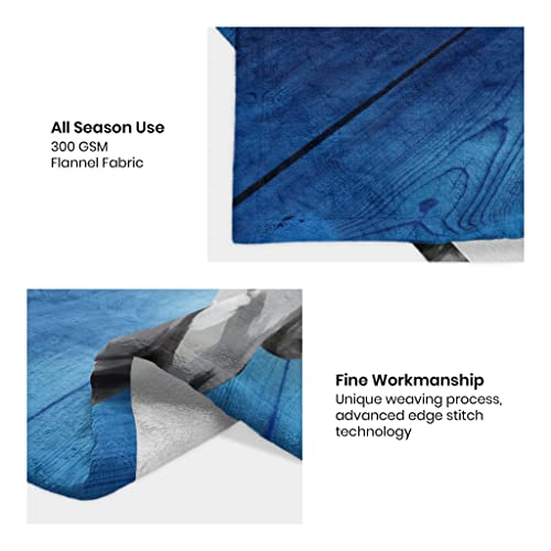 Fleece Throw Blanket 50"X60", Soft Cozy Warm Fuzzy Flannel Plush Blanket Siberian White Tiger Under The Blue Starry Night Blanket For Couch, Sofa, Bed, Living Room #TOP7