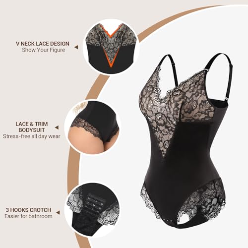 Voxshe Lace Shapewear Bodysuit for Women Seamless Tummy Control Body Shaper - image 3