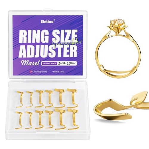 ELETIUO Ring Guard Set for Loose Rings,12 Pack 3 Sizes for Different Band Widths,Invisible Ring Size Adjuster Tightener Spacer Fitter for Any Ring Size,Golden